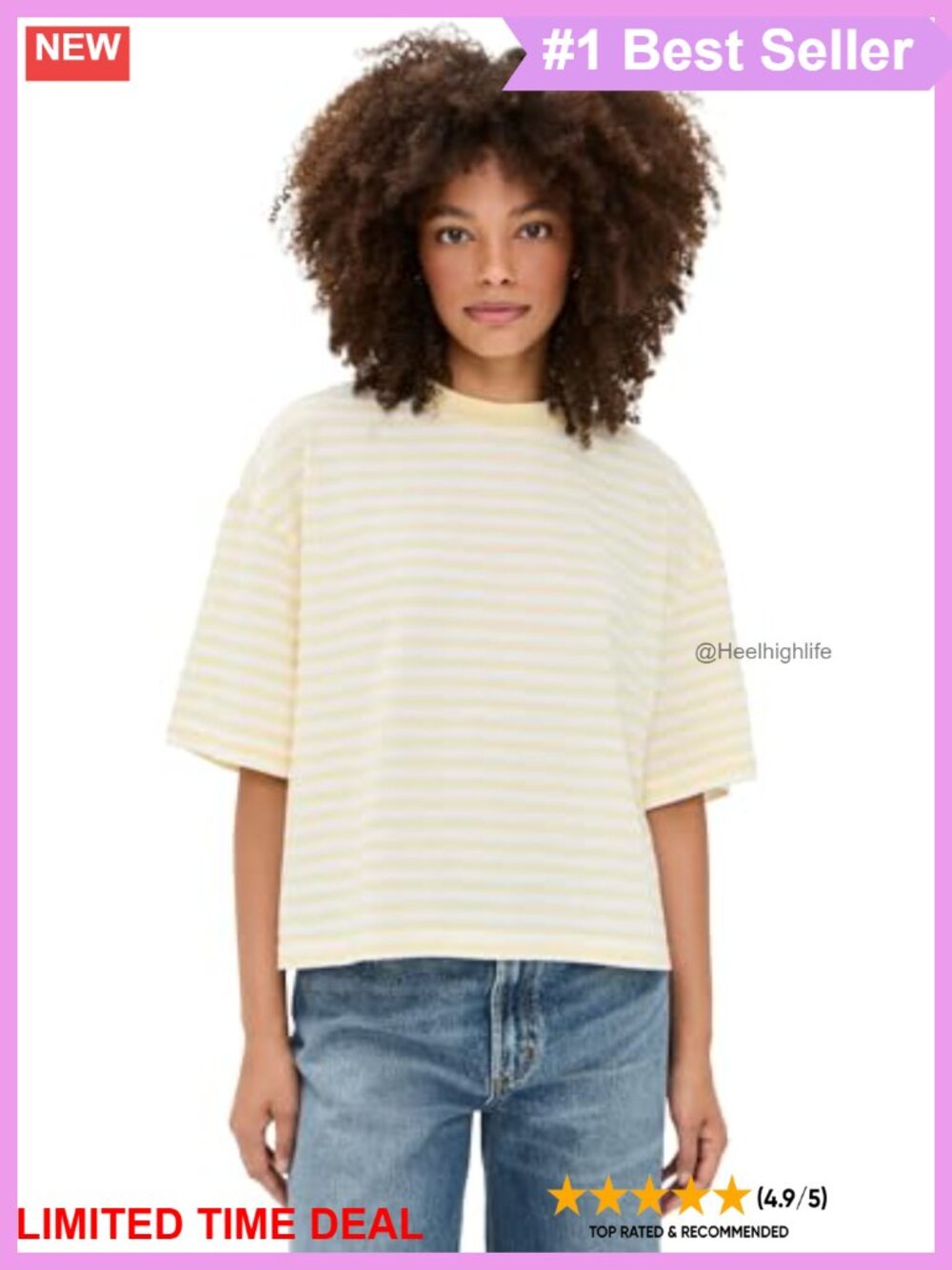 Oversized Striped Short Sleeve Crew Neck Tee